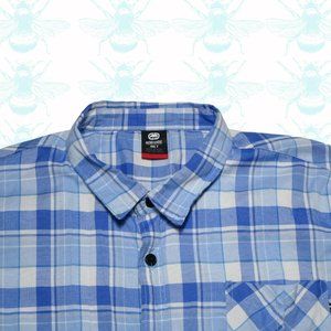 ecko unltd Blue Plaid Short Sleeve Button Up Men's Size - 4XLT